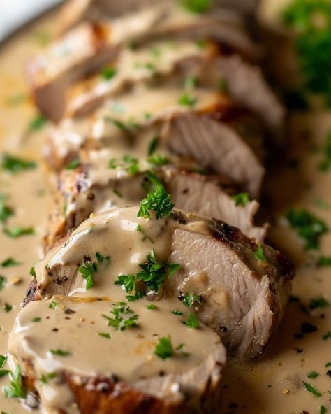 Really good! My wife and I ate half of it at night and the rest for lunch the next day! Creamy Dijon Sauce, Creamy Dijon, Dijon Sauce, Slow Cooker Pork Tenderloin, Pork Entrees, Pork Loin Recipes, Pork Dinner, Tenderloin Recipes, Pork Loin Roast