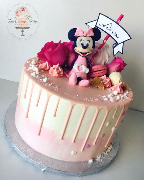 Minnie Mouse Drip Cake, Tort Minnie Mouse, Mickey And Minnie Cake, Twin Birthday Cakes, Blue Birthday Cakes, Minnie Mouse Birthday Cakes, Mickey Cakes, Gravity Cake, Novelty Birthday Cakes