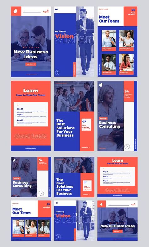 Corporate Instagram Post & Story Templates EPS Corporate Instagram Post, Corporate Instagram, Corporate Website Design, Instagram Design Layout, Best Instagram Stories, Instagram Feed Planner, Social Media Branding Design, Social Templates, Instagram Theme Feed