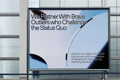 Having partnered with studio Code d’Azur who laid the foundations of the brand, Amsterdam-based agency Analogue built upon the work of their Dutch neighbour, crafting the ambient identity for crypto investment fund Maven 11. #identity #graphics #typography #branding #brandingdesign #logo #logodesign #graphicdesign #design⁠ Crypto Branding Design, Design Agency Branding Visual Identity, Technology Brand Identity Design, Crypto Branding, Investment Branding, Foundation Branding, Glass Branding, Investment Design, Technology Branding