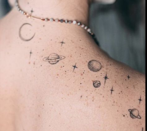 Ally Tattoo, Astronomy Tattoo, Virgo Tattoo Designs, Solar System Tattoo, Bolt Tattoo, Celestial Tattoo, Planet Tattoos, Clever Tattoos, Shoulder Arm Tattoos