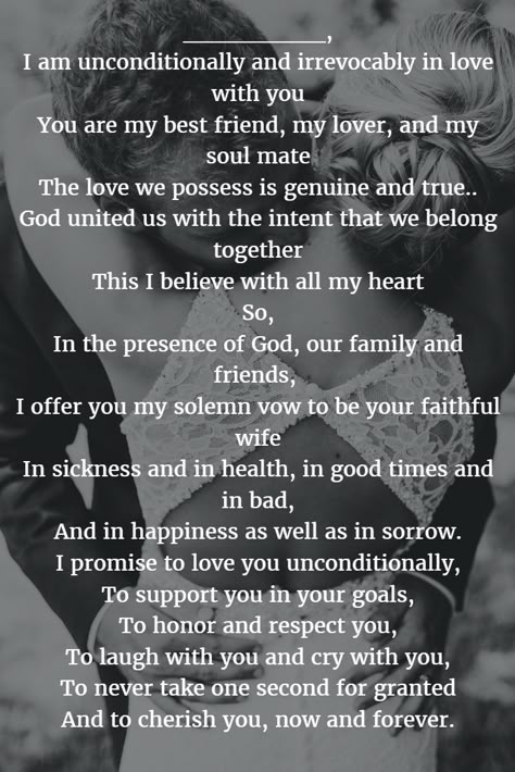 Vows To Husband, Romantic Wedding Vows, Vows Quotes, Wedding Vows To Husband, Marriage Vows, Wedding Quotes, Marriage Tips, Marriage Quotes, Wedding Inspirations