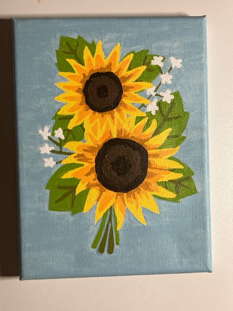 Sunflower Painting Easy, Easy Sunflower Painting, Painting Easy, Creative Stuff, Sunflower Painting, Sunflower