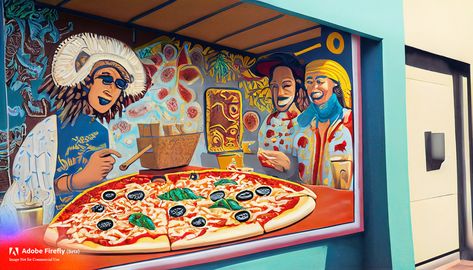 Pizza Pin, Disney Drawings Sketches, Food Themes, Disney Drawings, Drawing Sketches, Wall Murals, Mural, Comics, Disney