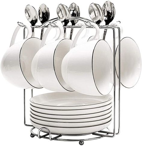 Amazon.com: MyLifeUNIT Coffee Cup Holder, Stainless Steel Coffee Cup Rack Stand for Counter, 6 Hooks : Home & Kitchen Coffee Cup Rack, Plate Organizer, Cup Rack, Tea Station, Coffee Cup Holder, Mug Holder, Coffee Cup Set, Home Cafe, Mug Rack