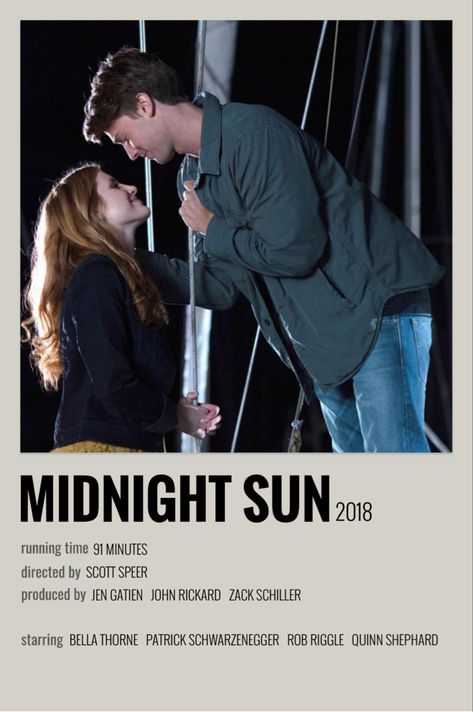 Midnight Sun Movie Poster, Midnight Sun Poster, Midnight Sun Movie, Song Polaroid, Comfort Movie, Patrick Schwarzenegger, Movie Black, Music Poster Design, Minimalist Movie Poster