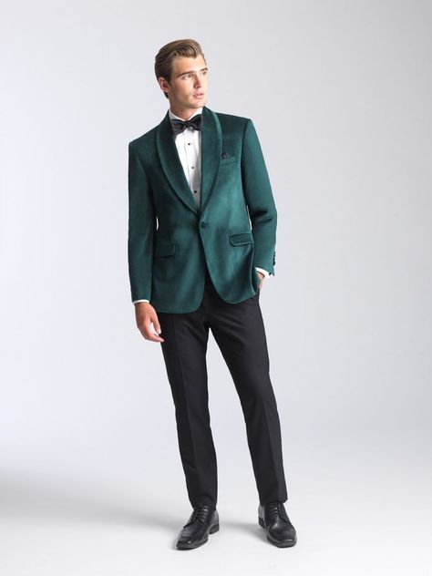 Emerald Green Velvet | Allure Bridals Velvet Blazer Mens, Black And Red Suit, Olive Green Suit, Velvet Dinner Jacket, Khaki Suits, Green Velvet Blazer, Grey Pinstripe Suit, Green Velvet Jacket, Grey Overcoat