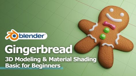 Blender 3d Tutorial Beginner, Blender Tutorial Beginner, Cookie Texture, How To Make Gingerbread, 3d Inspiration, 3d Cookie, 3d Blender, Christmas 3d, Blender Tutorial