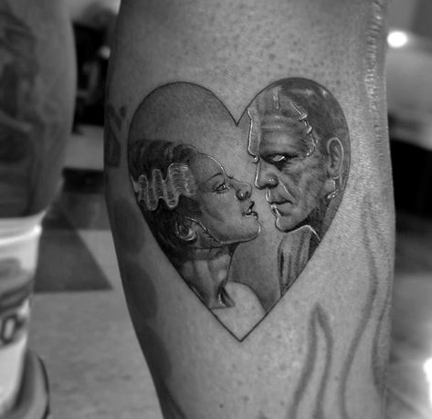 Looking for Black and Grey Fine Line and Single Needle Tattoos? Follow for the latest designs and tattoo reference inspiration @danielcollinsart 
#tattooinspiration #tattooideas #fineline #singleneedle #microrealism #tattoos #blackworktattoo #inked #blackandgrey Frankenstein Wife Tattoo, Frankenstein And His Bride Tattoo, Frankenstein And Bride Tattoo, Bride Of Frankenstein Tattoo, Frankenstein Wife, Frankenstein Tattoo, Frankenstein And Bride, Bride Tattoo, Rose Tattoo On Arm