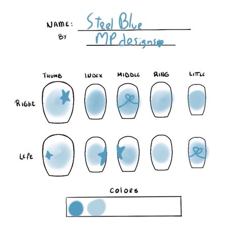 Blue Aura Nails Short, Steel Blue Nails, Nail Designs Drawing, Blue Coquette Nails, Aura Nails Blue, Blue Aura Nails, Nails Template, Beginner Nail Designs, Nail Template