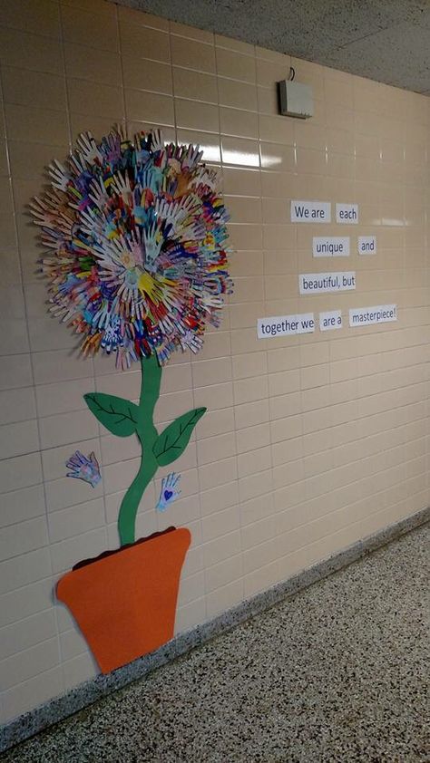 Grow With Kindness Flower Craft, Seeds Of Kindness Bulletin Board, Blooming Bulletin Board Ideas, Plant Seeds Of Kindness Bulletin Board, Art Show Ideas For Preschoolers, Kindness Display, Kindness Garden, Diy Classroom Decorations, Harmony Day