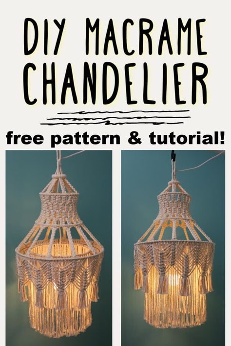 Diy Macrame Chandelier Tutorial, Macrame Light Shade Tutorial, Diy Macrame Lamp Shade Tutorials, Macrame Lamp Tutorial, Macrame Table Lamp Shade, Macrame Lamp Shade Pattern, Macrame Light Shade Diy, Macrame Lantern Diy, Diy Macrame Chandelier