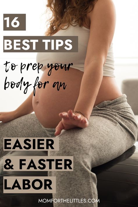 A pregnant woman on a birth ball prepping her body for an easier and faster labor. 16 Best Tips to have an easy and fast labor. Labor And Delivery Prep, Easier Labor And Delivery, Labor And Delivery Tips First Time Moms, How To Prepare Your Body For Labor, Birth Prep Stretches, Tips For Labor And Delivery, Preparing Body For Labor, Home Birth Prep, Prepping For Labor