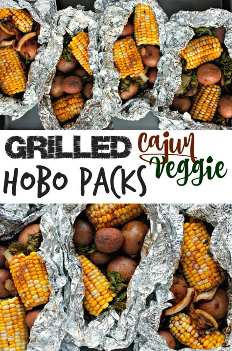 Vegan Grilling Recipes, Hobo Packs, Potatoes And Kale, Vegetarian Grilling Recipes, Vegetarian Grilling, Homemade Cajun Seasoning, Foil Packs, Grilled Meat Recipes, Vegan Grilling