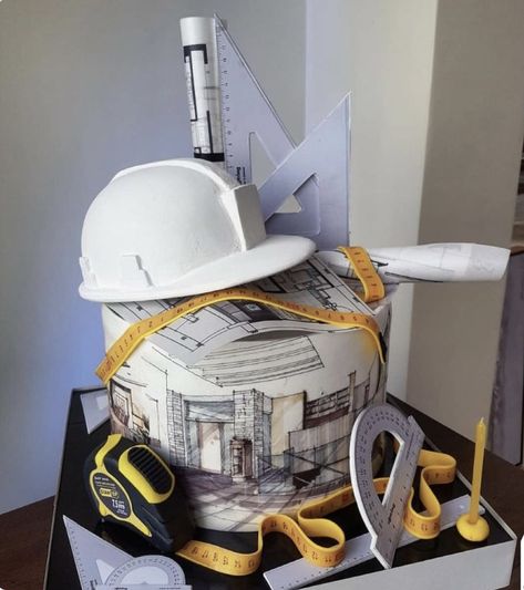 Cake For Civil Engineer Birthday, Civil Engineer Cake Design, Mechanical Engineer Cake Design, Architecture Cake Design, Engineer Cake Design, Architect Cake Ideas, Engineering Graduation Party Ideas, Architect Cake, Architecture Cake