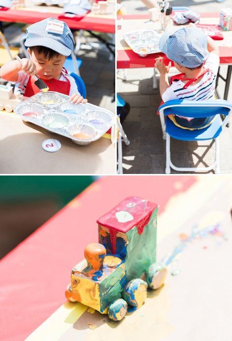 Bday Party Activities, Train Party Ideas, Train Engineer Hat, Cardboard Train, Train Theme Birthday Party, Train Theme, Fun Activities For Toddlers, Trains Birthday Party, King Birthday