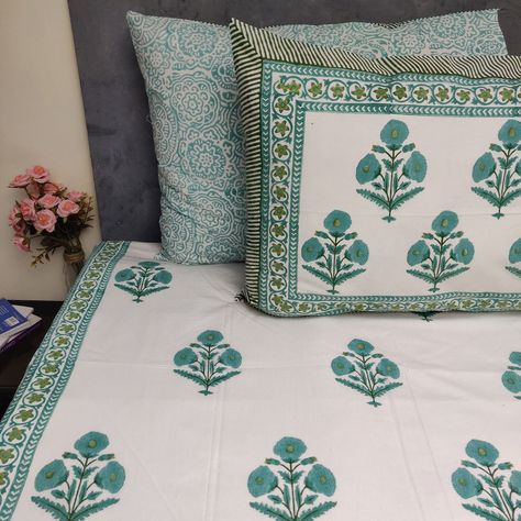 Handmade Bed Sheets, King Size Bed Sheets, Boho Quilt, Lightweight Bedding, Handmade Bed, Block Print Quilt, Vintage Blanket, Cotton Bedsheets, Flat Bed