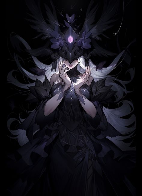 Dark Elf Goddess, Dragon Goddess Art, Anime Goddess Art, Deity Oc, Shadow Oc, Elf Goddess, Goddess Oc, Anime Witch, Scary Animals