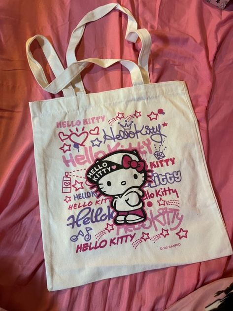 Sanrio Tote Bag, Sanrio Tote, Hello Kitty Tote Bag, Tote Bad, Hello Kitty Tote, Anime Tote Bag, Vintage Hello Kitty, Handpainted Tote Bags, Pretty Tote Bags