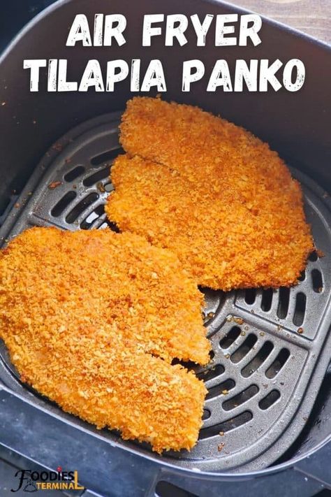 Tilapia Air Fryer Recipes Panko, Crispy Air Fryer Tilapia, Breaded Tilapia Recipes Air Fryer, Panko Tilapia Air Fryer, Air Fryer Talipia Recipes, Tilapia Panko, Air Fryer Tilapia Recipes, Tilapia Air Fryer Recipes, Tilapia Air Fryer