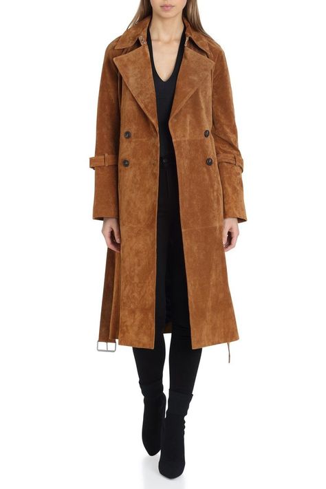 4d6e4749289c4ec58c0063a90deb3964desc52826770ri Long Suede Coat, Long Jackets For Women, Suede Trench Coat, Long Leather Coat, Long Coat Jacket, Long Winter Coats, Classic Trench Coat, Double Breasted Trench Coat, Leather Trench