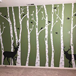 Diy Forest Mural, Forest Baby Rooms, Forest Baby Nursery, Birch Tree Wall, Birch Tree Wall Decal, Forest Wall Decals, Snow Birds, Nursery Decor Ideas, White Trees