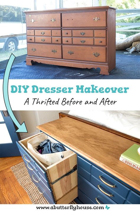 This in-depth furniture flip turns a thrifted dresser into a practical pull-out hamper. Includes detailed photo and video tutorials! #furnitureflip #furnituremakeover Dresser Flip, Cheap Furniture Makeover, Easy Furniture Makeover, Diy Furniture Makeover Ideas, Diy Furniture Flip, Diy Dresser Makeover, Furniture Dolly, Thrift Store Furniture, Furniture Flip