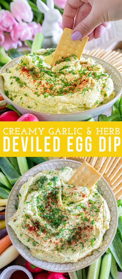 This easy deviled egg dip recipe with creamy Boursin cheese and fresh dil is the perfect appetizer for Easter. Deviled Egg Dip, Egg Dip, Egg Appetizer, Easter Food Appetizers, Deviled Eggs Easy, Delicious Dips Recipes, Easter Appetizers, Boursin Cheese, Hard Cooked Eggs