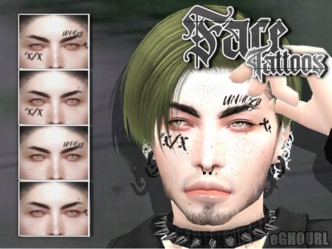 Face Tattoos Men, Mens Face Tattoos, Eve Tattoo, Pride Tattoo, Sims 4 Tattoos, Tattoos Men, Free Sims 4, Sims 4 Cc Makeup, Sims 4 Body Mods