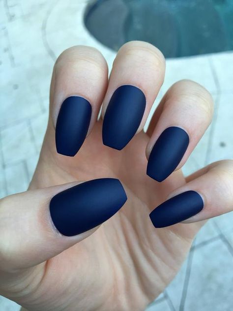 Wacky Nails, Navy Nail Polish, Nails Navy, Blue Matte Nails, Blue Nail Art Designs, Dark Blue Nails, Navy Nails, Navy Blue Nails, Matte Nail Polish