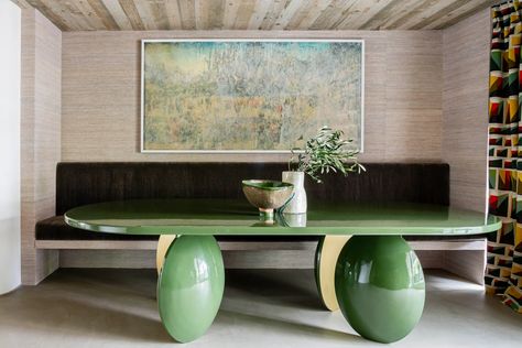 Tour a Brutalist Home in Zurich That Embodies Tranquility | Architectural Digest Taccia Lamp, Brutalist Furniture, Best Closet Organization, American Houses, White Carpet, Green Table, Brass Wall Light, Interior Renovation, Architect House