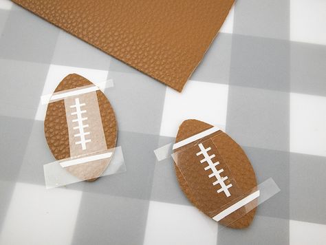 Diy Football Crafts, Leather Football Earrings, Diy Acrylic Earrings, Football Jewelry, Football Diy, Football Crafts, Silhouette Earring, Diy Leather Earrings, Football Earrings