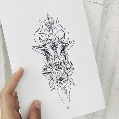 Ox Tattoo For Women, Taurus Tattoo Thigh, Taurus Sleeve Tattoos For Women, Cool Taurus Tattoos, Cute Bull Tattoo, Aries And Taurus Tattoo, Taurus Woman Tattoo, Taurus Tattoo Ideas For Women, Taurus Back Tattoo