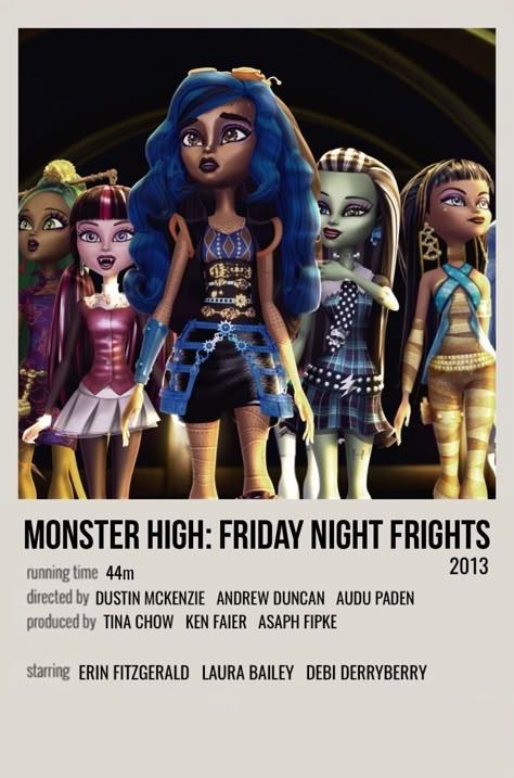 minimal polaroid movie poster for monster high: friday night frights Monster High Polaroid Poster, Monster High Movie Poster, Monster High Movies List, Monster High Posters, All Monster High Characters, Monster High Friday Night Frights, Monster High Movies, Monster High Poster, Polaroid Movie Poster