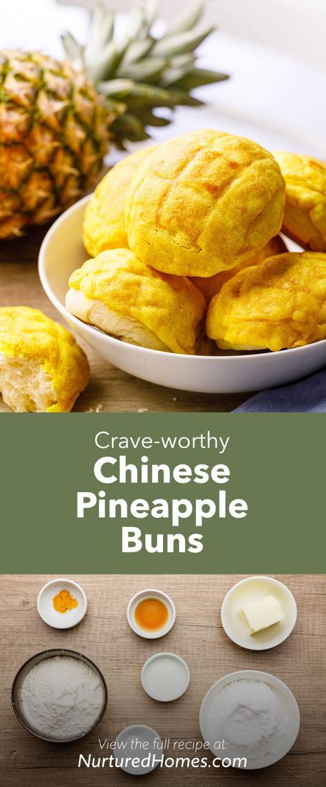 Authentic Chinese Pineapple Bun Recipe (Bolo Bao) - Nurtured Homes Bolo Bao, Pineapple Buns, Chinese Deserts, Chinese Bun, Coconut Buns, Pineapple Bread, Pineapple Bun, Pineapple Recipes, Sweet Buns