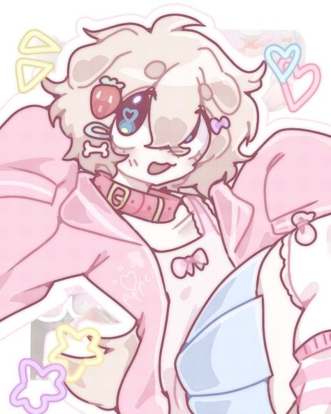 Pfp Insta, Puppy Boy, Persona, Pink, Blue, Art