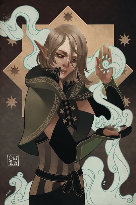 ArtStation - [TAROT CARD] Cian, Stef Tastan Sorcerer Aesthetic, Dragon Age Tarot Cards, Da Inquisition, Dragon Age Inquisition, Dnd Art, Tarot Art, Fantasy Inspiration, Medieval Fantasy, Dragon Age