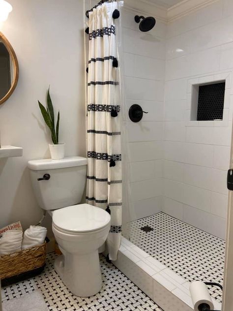 Open Shower With Curtain, Walk In Shower Ideas With Curtain, Single Shower Stall Curtain Ideas, Walk In Shower Shower Curtain, Restroom Shower Curtain Ideas, Walk In Shower With Shower Curtain, Tall Shower Curtain Ideas Bathroom, Shower With Curtain Instead Of Door, Stand Up Shower With Curtain