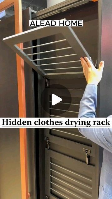 Alead Home Kitchen Cabinets & Closets on Instagram: "Hidden clothes drying rack.#kitchencabinets #kitchencabinet #kitchen #customkitchencabinets  #kitchencabinetfactory #chinakitchenfactory #fyp #foryou #viral" Hidden Clothes Drying Rack, Hidden Drying Rack, Hidden Laundry, China Kitchen, Household Management, Bedroom Closet Design, Closet Cabinets, Clothes Drying, Custom Kitchen Cabinets