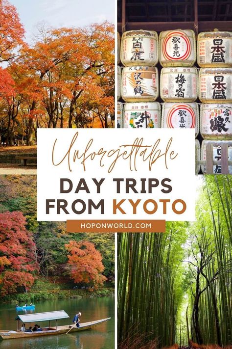 Day Trips from Kyoto, Japan | Looking for the best side trips from Kyoto? Here are 14 of the best day trips from Kyoto, including top sights such as Himeji Castle, Osaka, Nara, Arashiyama, and much more! Find out what to do, how to get there, and get top travel tips to help you fully enjoy your visit. #kyotodaytrip #kyotojapan #daytripfromkyoto #kyoto #mustdothingsinkyoto #kyotodaytour Day Trips From Kyoto, Kyoto Day Trip, Kyoto Itinerary, Kyoto Travel Guide, Japan Holiday, Himeji Castle, Japan Holidays, Japan Destinations, Japanese Stuff