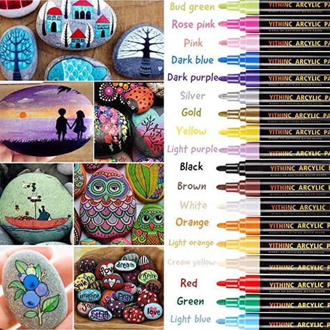 Amazon.co.uk: acrylic paint Diy Mug Designs, Paint Pens For Rocks, Point Paint, Teen Crafts, Jar Crafts Diy, White Paint Pen, Greece Art, Diy Mugs, Acrylic Paint Pens