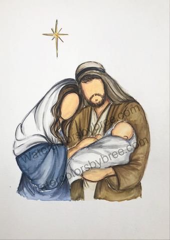 Christmas Drawings, Baby Jesus, Watercolor Drawing, Bethlehem, A Drawing, Christmas Card, Nativity, Jesus, Drawings