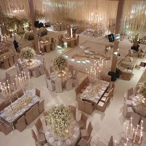 Wedding Reception Layout, Quinceanera Pink, Opulent Wedding, Mexican Hacienda, White Wedding Decorations, Dream Wedding Reception, Luxury Weddings Reception, Luxury Wedding Decor, Wedding Room