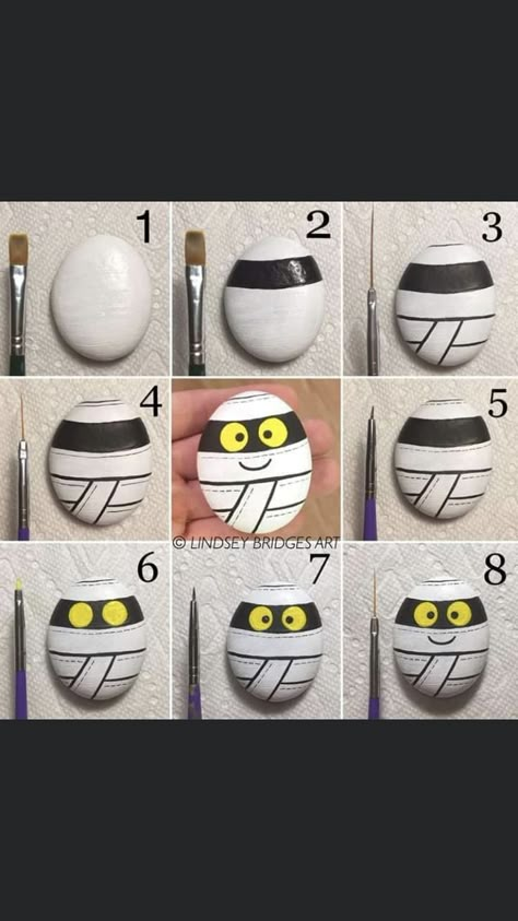 Halloween Fest, Halloween Rocks, Painted Rocks Kids, Painted Rocks Craft, Painted Rocks Diy, Rock Painting Ideas Easy, Rock Painting Patterns, Halloween Painting, Pet Rocks