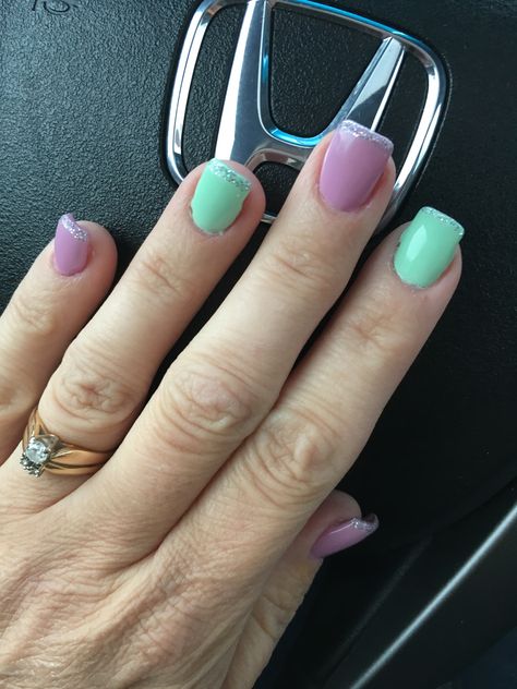 Pastel Gel Nails, Pastel Purple Nails, Mint Nails, Pink And Mint, Dream Nails, Pastel Purple, Purple Nails, Green Nails, Seafoam Green