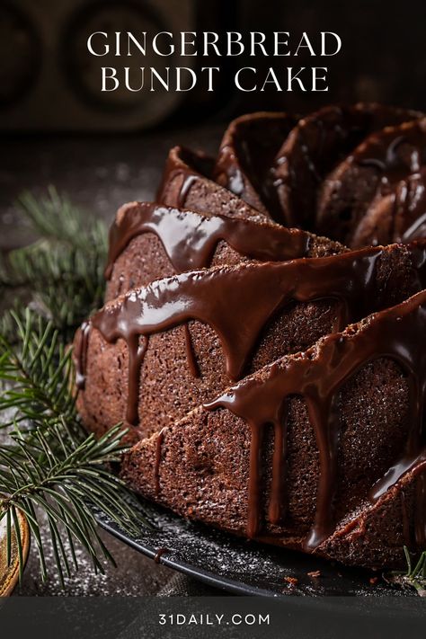 A Soft and Spicy Gingerbread Bundt Cake, moist... and incredibly delicious. Perfect for the holidays or throughout the winter. Every bite bursting with the flavors you expect in gingerbread. Blue Bowl Gingerbread Cake, Bundt Cake Flavor Ideas, Bouche Noel Cake, Iced Bundt Cake, Sticky Gingerbread Cake, Chocolate Gingerbread Cake, Gingerbread Pound Cake, Gingerbread Bundt Cake Recipes, Bundt Cake Flavors