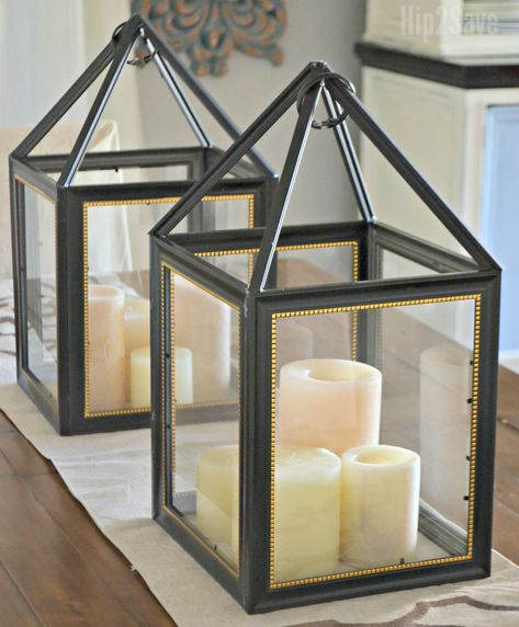 DIY Dollar Tree Picture Frame Lanterns - Hip2Save Dollar Tree Frames, Do It Yourself Decoration, Diy Home Decor For Apartments, Tree Lanterns, Dollar Store Hacks, Diy Dollar Tree Decor, Diy Lanterns, Dollar Tree Decor, Dollar Tree Diy Crafts