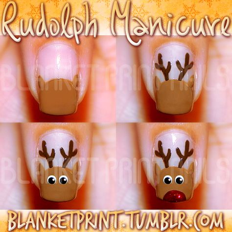 Nail Design Idea for Christmas - Rudolph Manicure - AllDayChic Ikea Baby Nursery, Nail Top Coat, Christmas Nail Designs Easy, Ikea Baby, Christmas Nail Art Easy, Nail Base Coat, Print Nails, Xmas Nails, Christmas Nail Designs