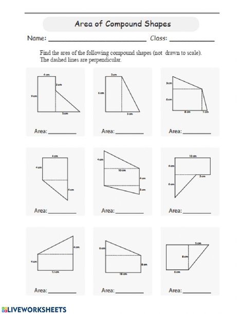 Compound Shapes, Area Of Composite Figures, Composite Figures, Composite Shapes, Area Worksheets, Two Dimensional Shapes, Education Templates, Shapes Worksheets, Printable Math Worksheets