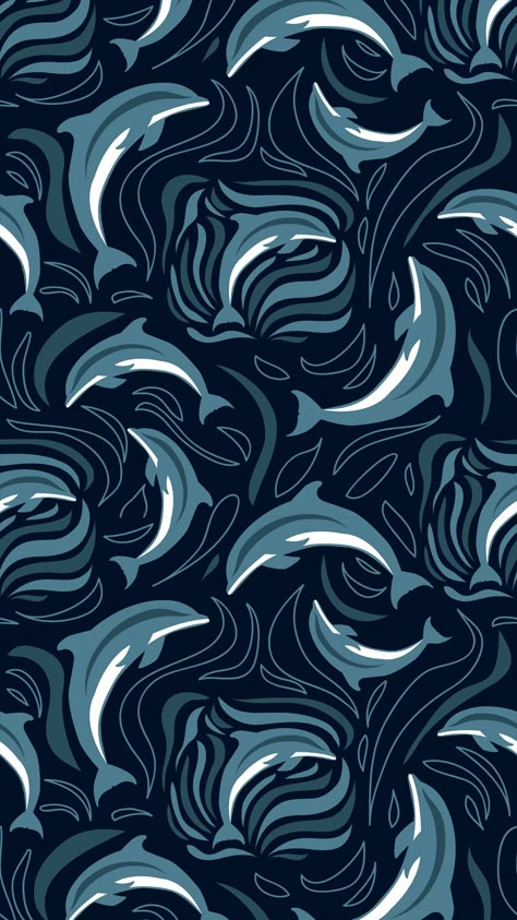 Sea Pattern Wallpaper, Dolphin Graphic Design, Dolphin Illustration Design, Beach Pattern Illustration, Ocean Pattern Design, Dolphin Wallpaper Iphone, Dolphin Aesthetic Wallpaper, Dolphin Wallpaper Aesthetic, Sea Pattern Illustration